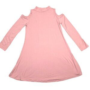 Btween Dress Womens Size 10 Pink Cold Shoulder Mock Neck Mini Stretch Y2K Pastel